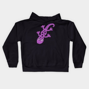 Cute Pink Gecko Lizard Drawing with Spots Kids Hoodie